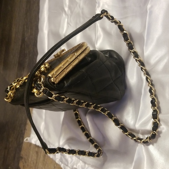 CHANEL Crossbody My Crush Vanity Lambskin Quilted Black Gold Bijoux Chain Handle - Picture 6 of 17
